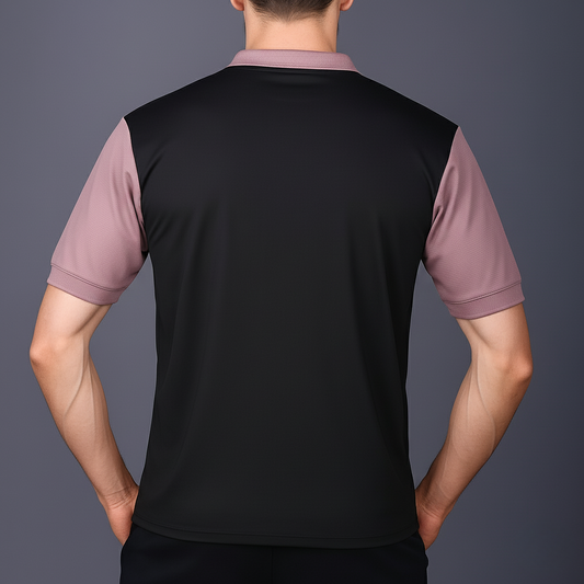 Yoddha Mesh - V neck Mauve and Black T-shirt
