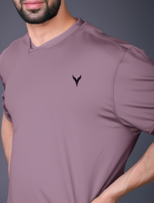 Yoddha Mesh - V neck Mauve T-shirt