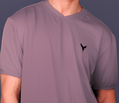 Yoddha Mesh - V neck Mauve T-shirt