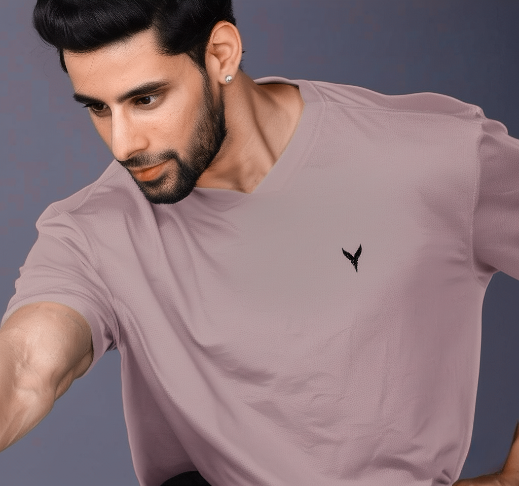 Yoddha Mesh - V neck Mauve T-shirt