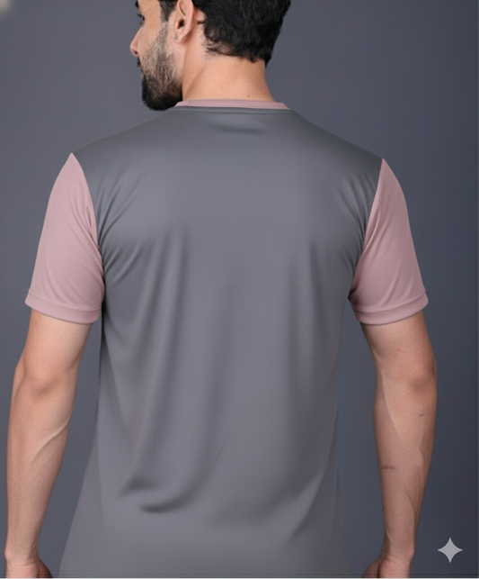 Yoddha Mesh - V neck Mauve and Graphite T-shirt