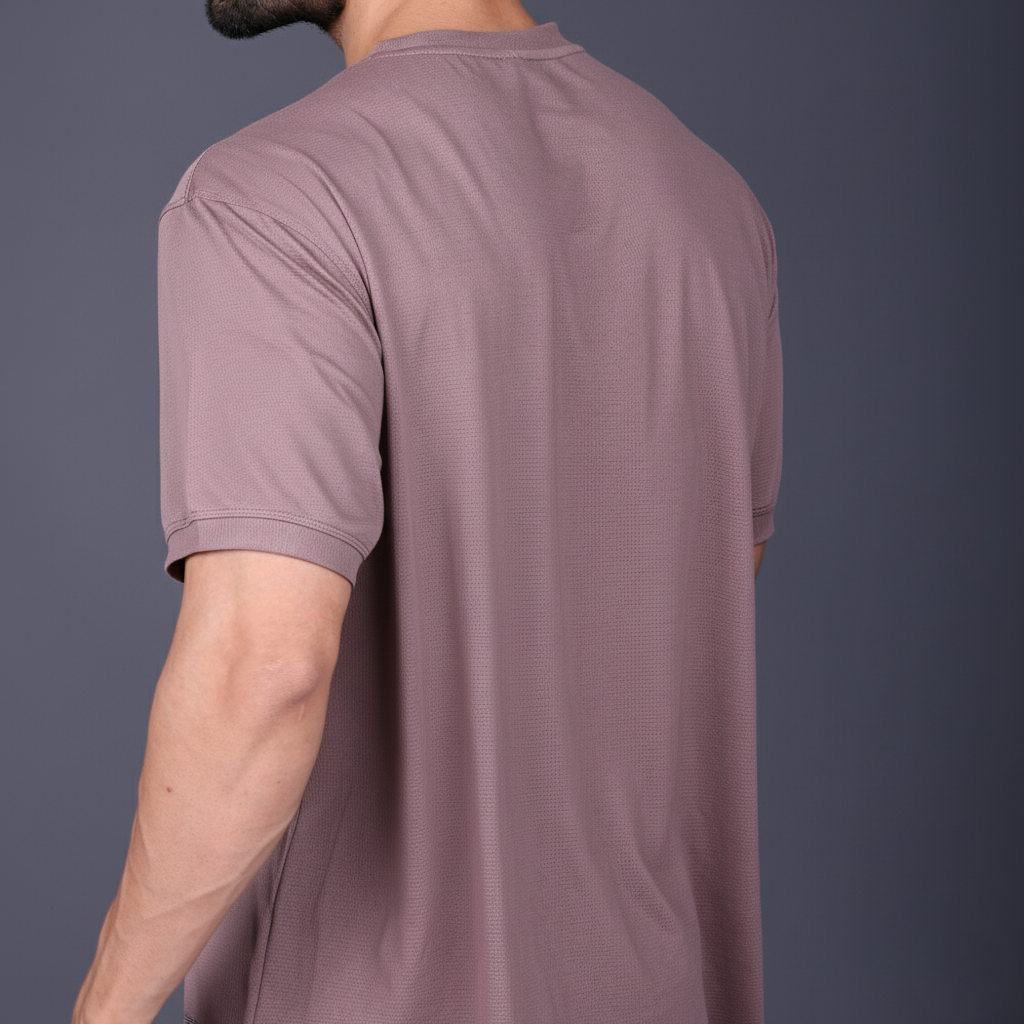 Yoddha Mesh - V neck Mauve T-shirt