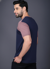 Yoddha Mesh - V neck Mauve and Navy T-shirt