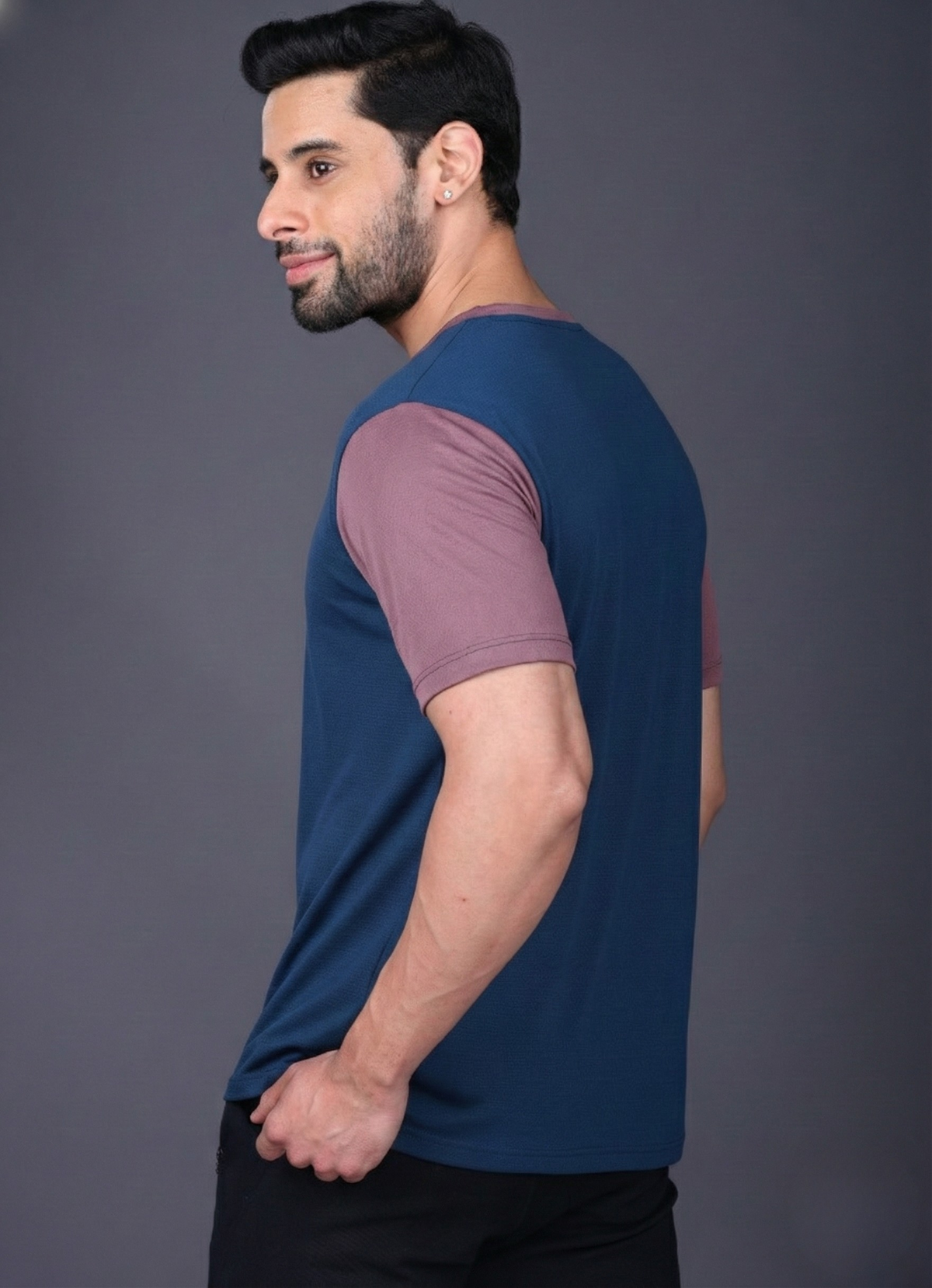 Yoddha Mesh - V neck Mauve and Scuba T-shirt