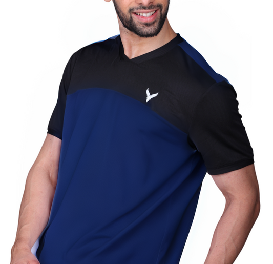 Yoddha Mesh - V neck Black and Navy T-shirt