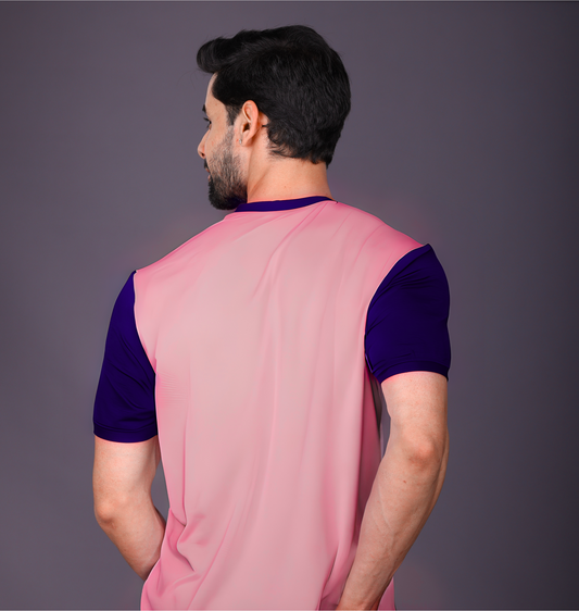 Yoddha Mesh - V neck Navy and Mauve T-shirt