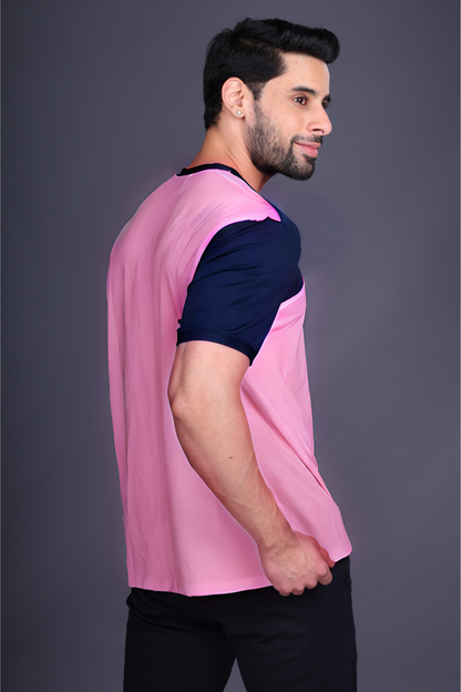 Yoddha Mesh - V neck Navy and Mauve T-shirt