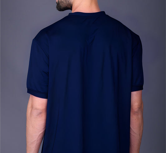 Yoddha Mesh - V neck Navy T-shirt