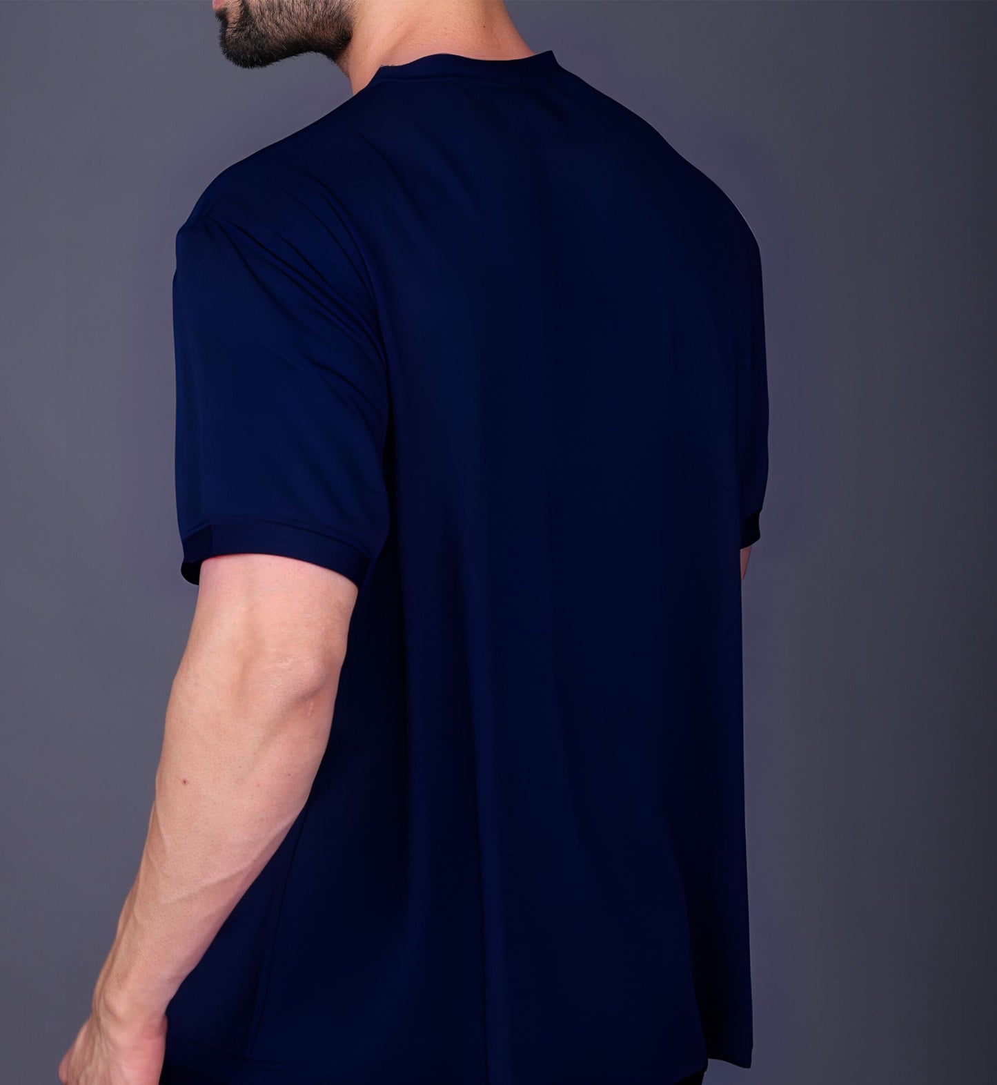 Yoddha Mesh - V neck Navy T-shirt