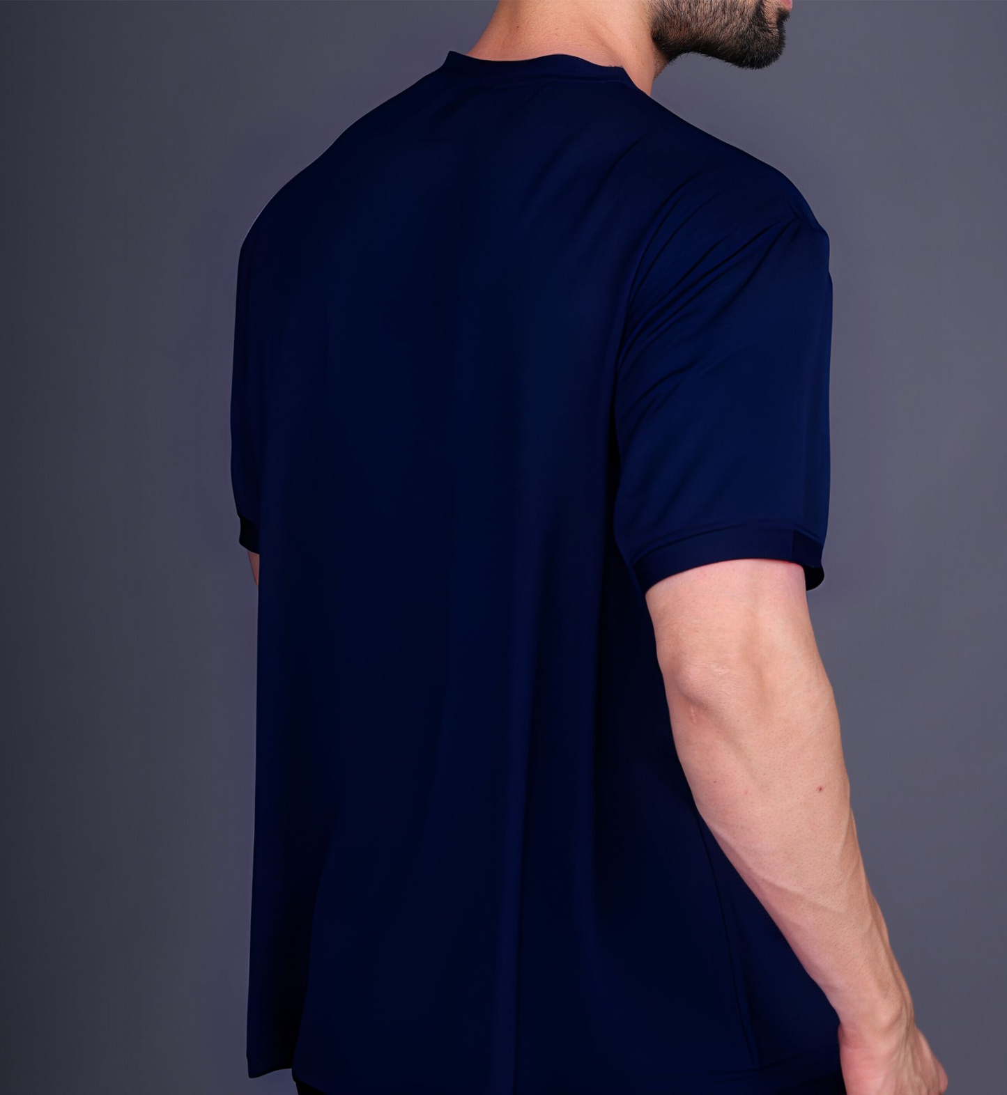 Yoddha Mesh - V neck Navy T-shirt