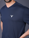 Yoddha Mesh - V neck Navy T-shirt