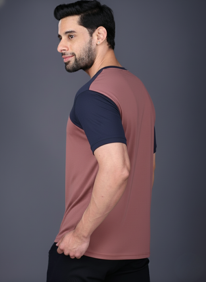 Yoddha Mesh - V neck Navy and Rose Dawn T-shirt