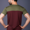 Yoddha Stretch - Round neck Olive and Maroon T Shirt