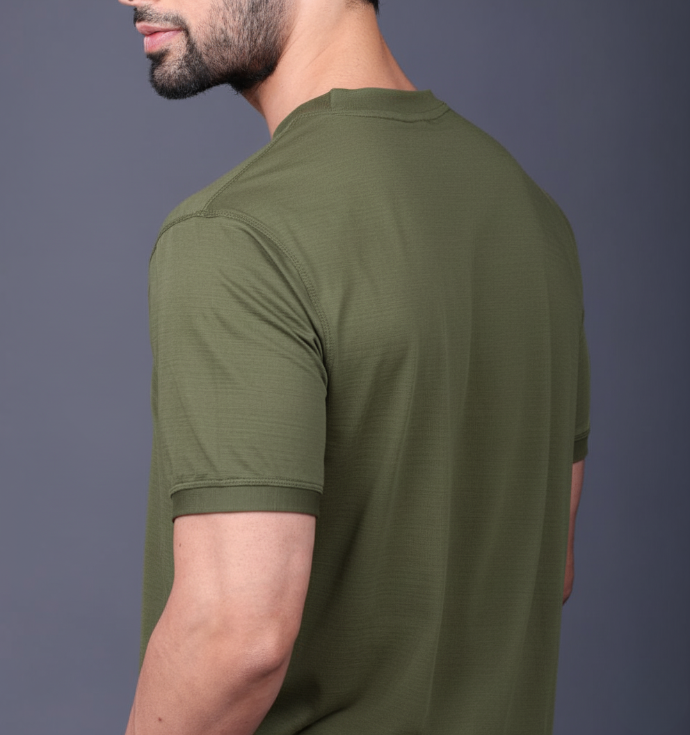 Yoddha Stretch - V neck Olive T Shirt