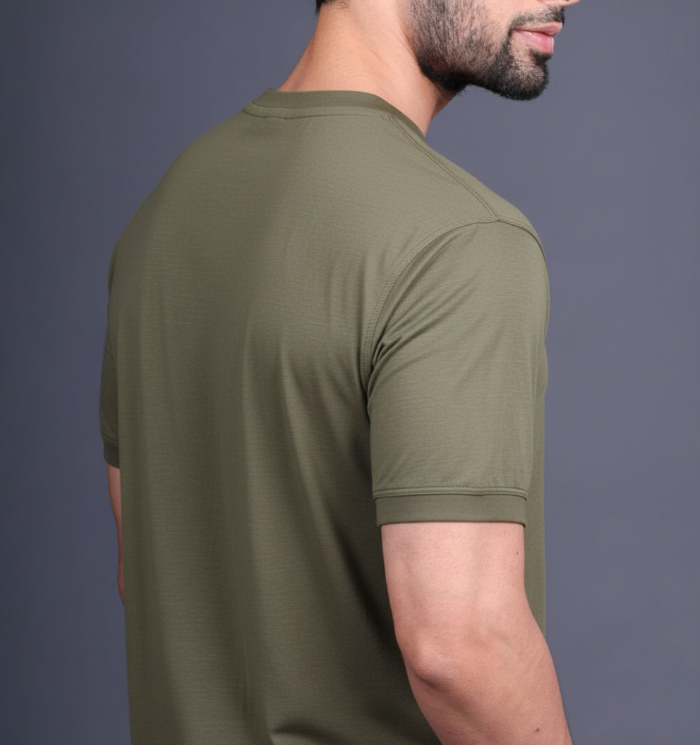 Yoddha Stretch - V neck Olive T Shirt