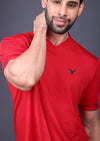 Yoddha Stretch - V neck Red T Shirt