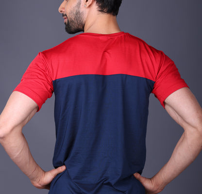 Yoddha Stretch - Round neck Red and Blue T Shirt