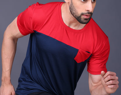 Yoddha Stretch - Round neck Red and Blue T Shirt