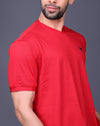 Yoddha Stretch - V neck Red T Shirt