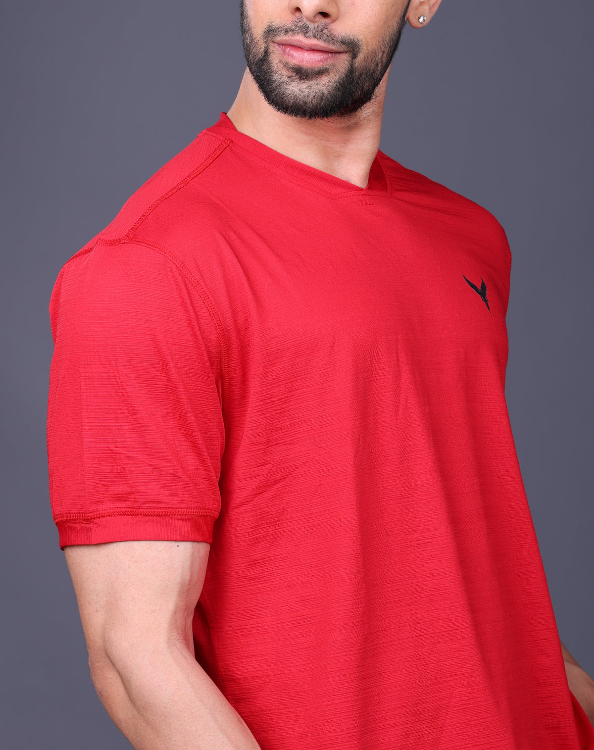 Yoddha Stretch - V neck Red T Shirt