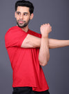 Yoddha Stretch - V neck Red T Shirt