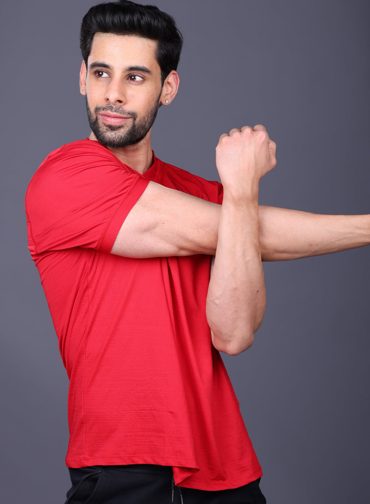 Yoddha Stretch - V neck Red T Shirt