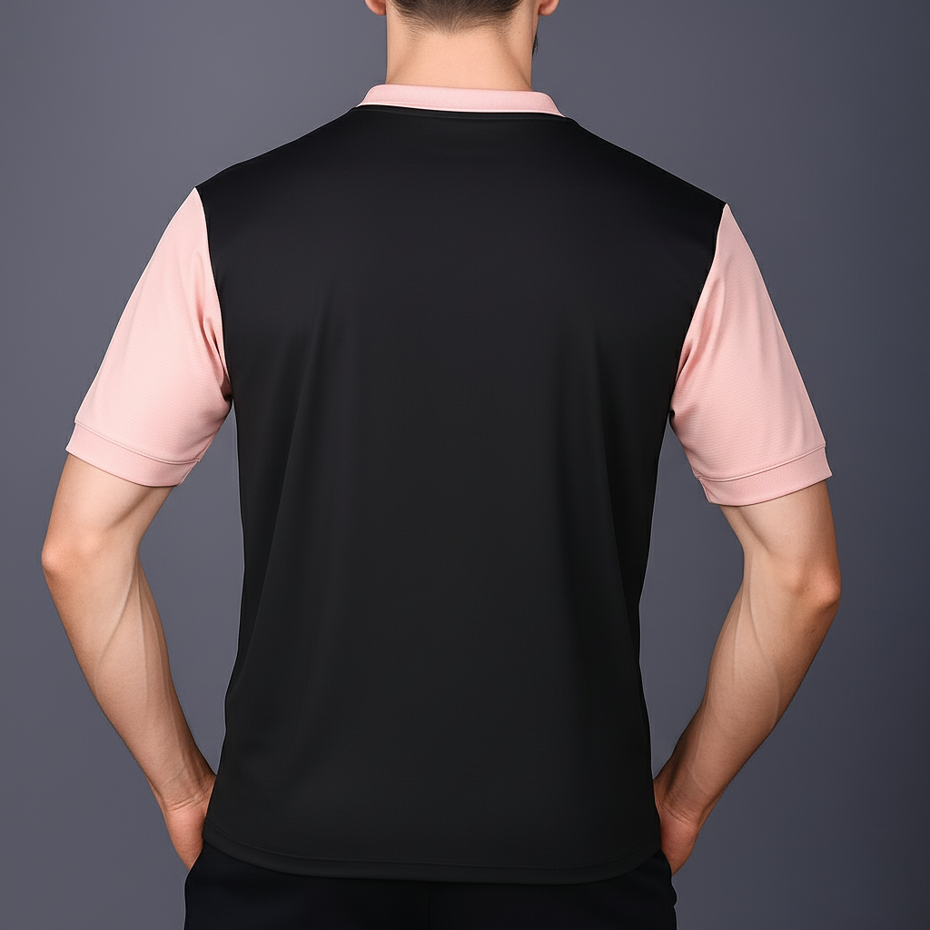 Yoddha Mesh - V neck Rose Dawn and Black T-shirt