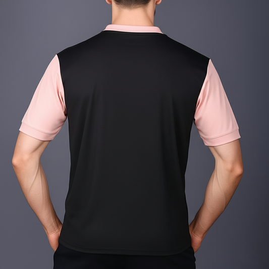 Yoddha Mesh - V neck Rose Dawn and Black T-shirt