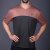 Yoddha Mesh - V neck Rose Dawn and Black T-shirt