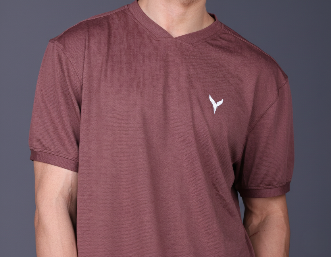 Yoddha Mesh - V neck Rose Dawn T-shirt