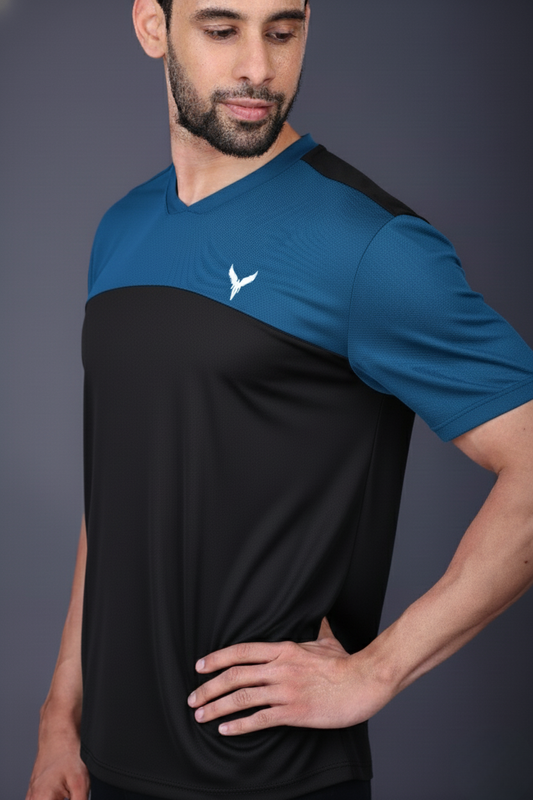 Yoddha Mesh - V neck Scuba and Black T-shirt