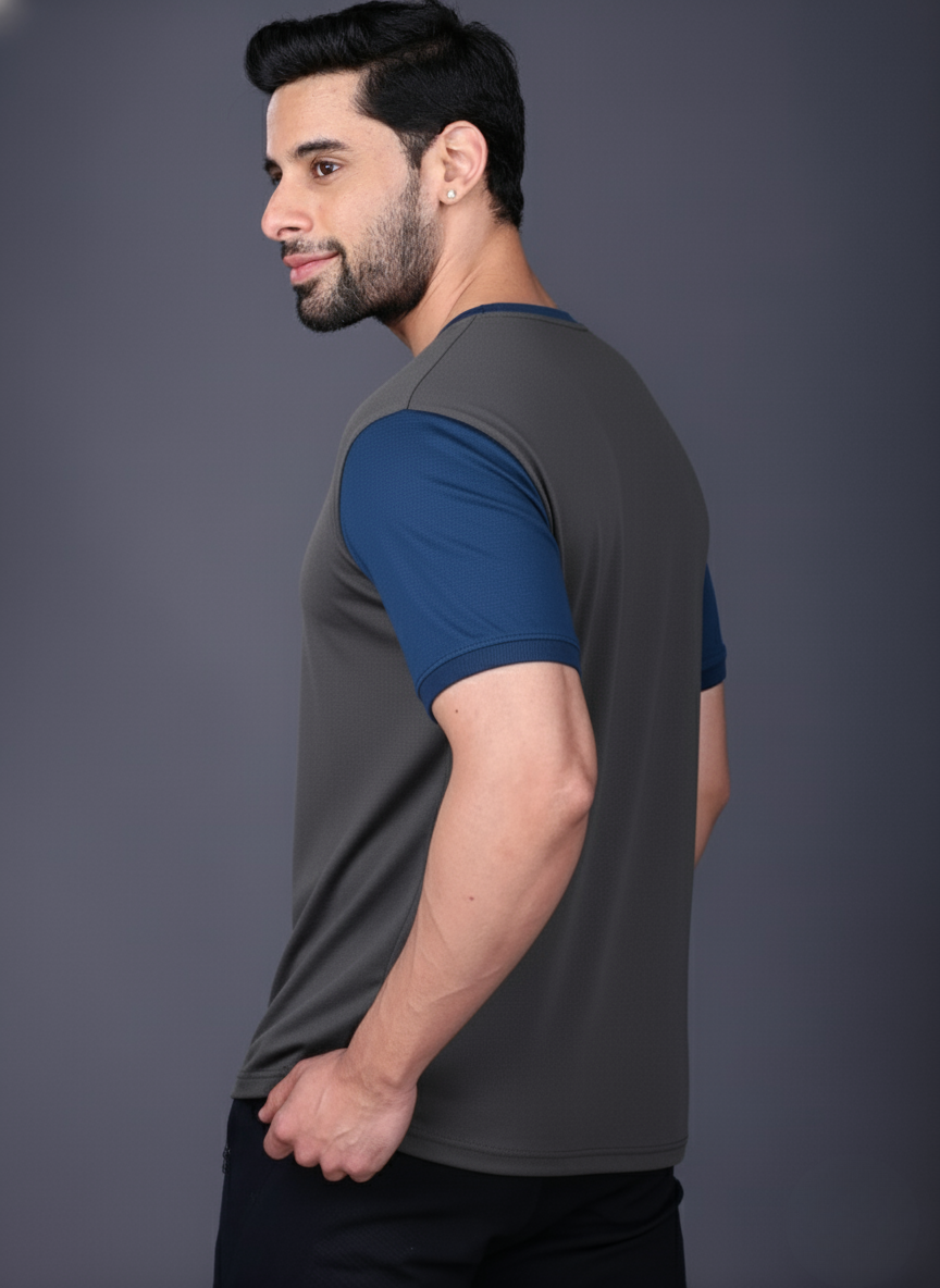 Yoddha Mesh - V neck Scuba and Graphite T-shirt
