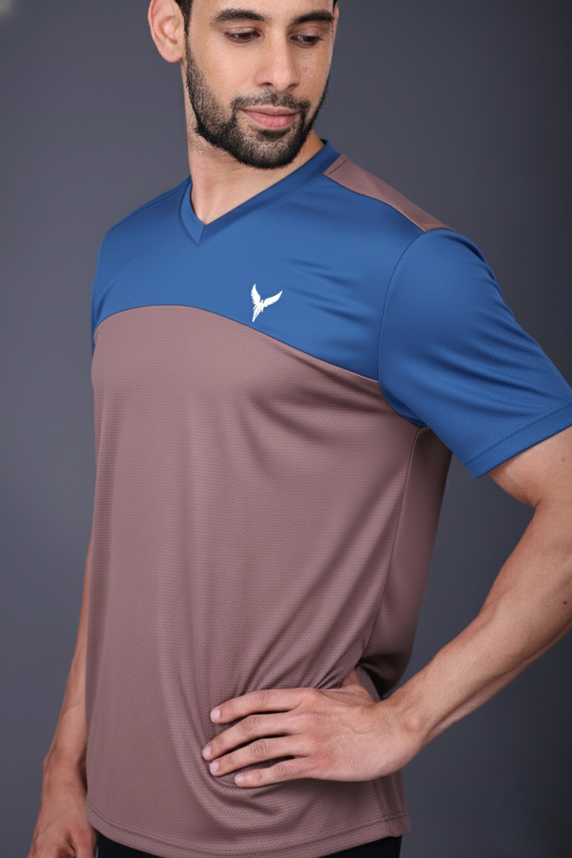 Yoddha Mesh - V neck Scuba and Mauve T-shirt