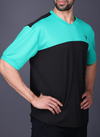 Yoddha Mesh - V neck Turquoise and Black T-shirt