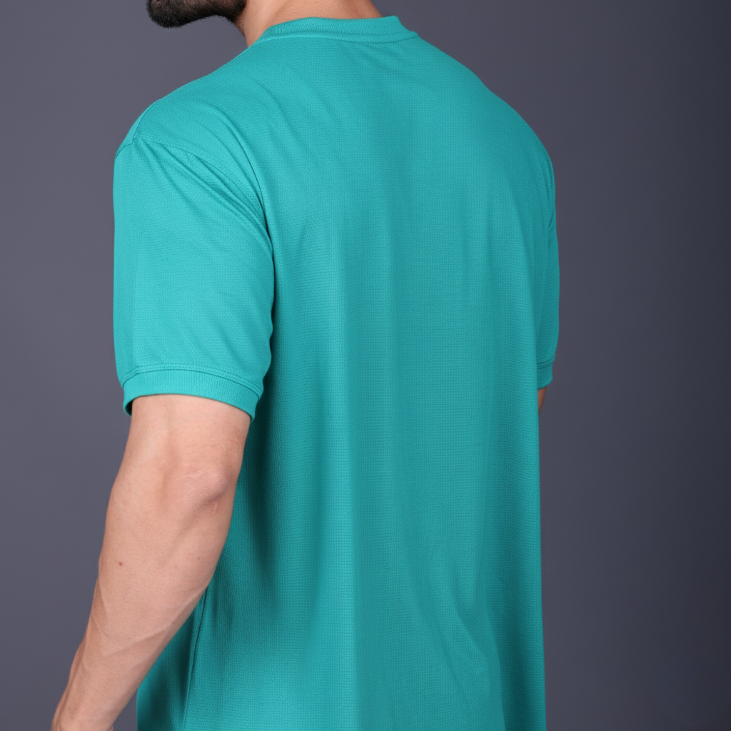 Yoddha Mesh - V neck Turquoise T-shirt