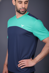 Yoddha Mesh - V neck Turquoise and Navy T-shirt