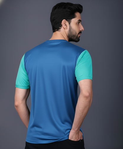 Yoddha Mesh - V neck Turquoise and Scuba T-shirt