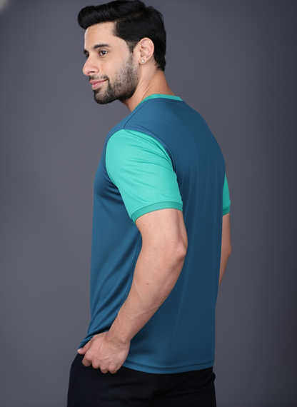 Yoddha Mesh - V neck Turquoise and Scuba T-shirt