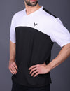 Yoddha Mesh - V neck White and Black T-shirt
