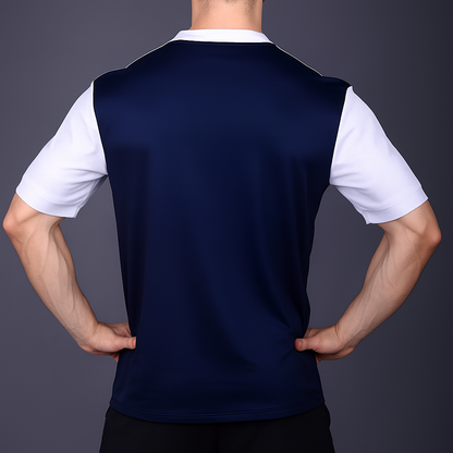 Yoddha Mesh - V neck White and Navy T-shirt
