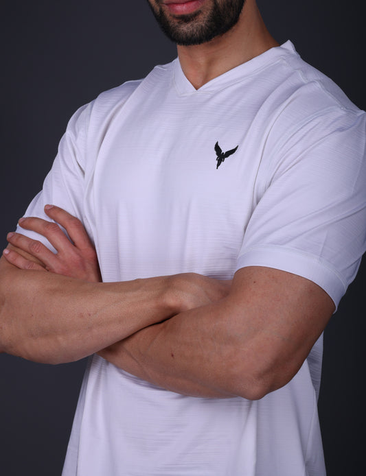Yoddha Stretch - V neck White T Shirt