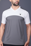 Yoddha Mesh - V neck White and Graphite T-shirt