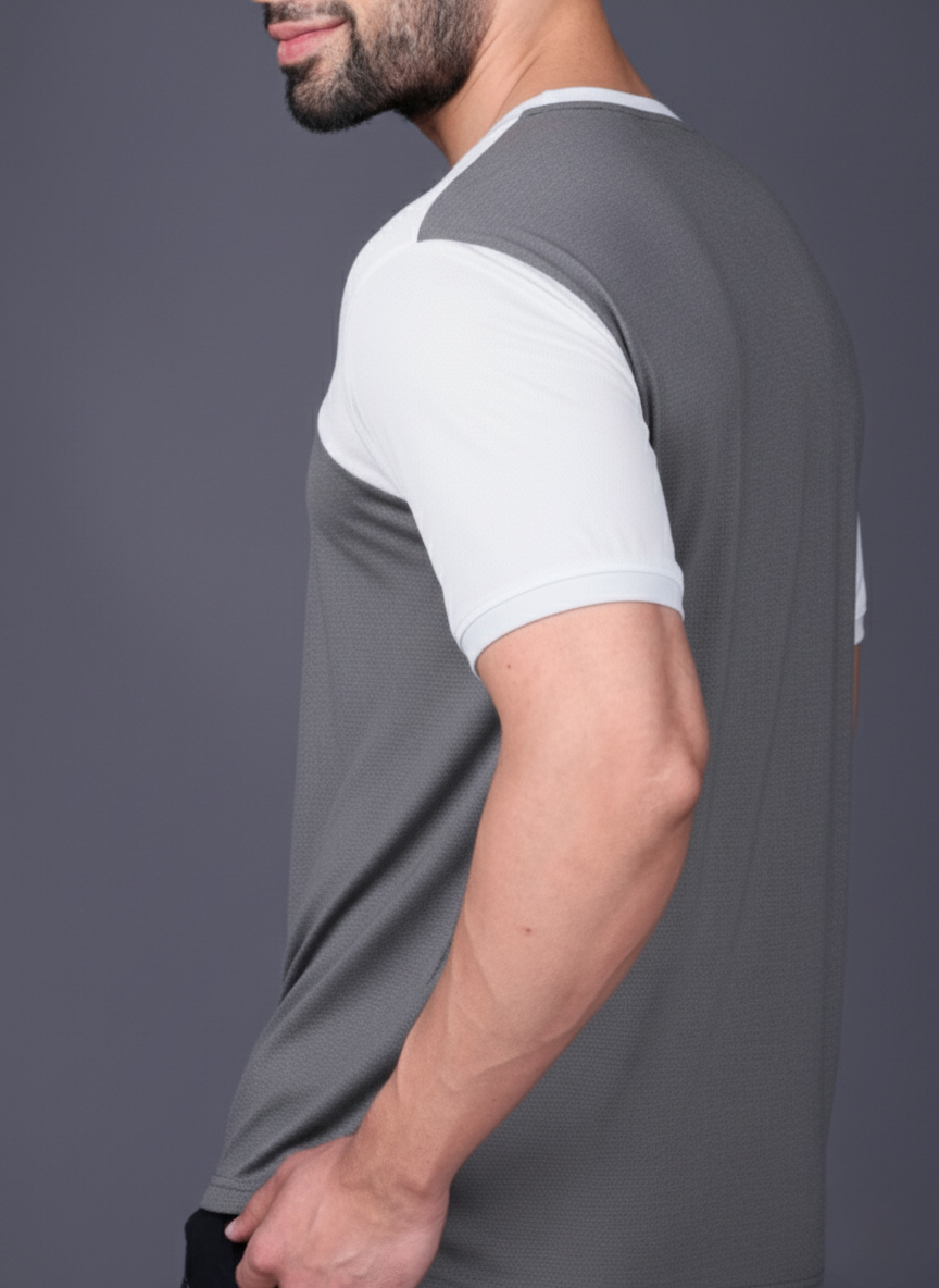 Yoddha Mesh - V neck White and Graphite T-shirt