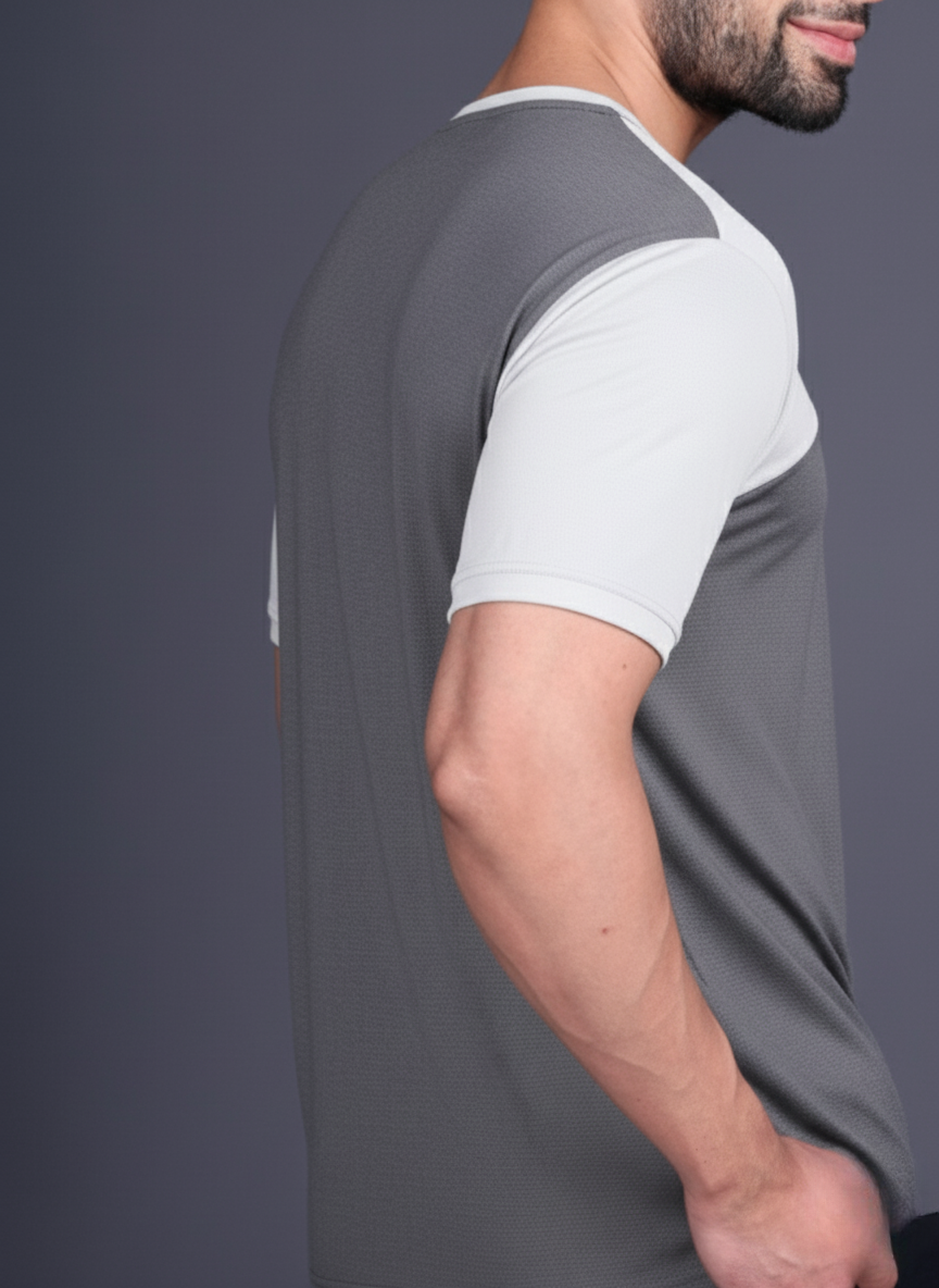 Yoddha Mesh - V neck White and Graphite T-shirt