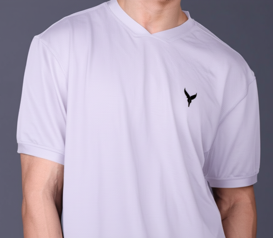 Yoddha Mesh - V neck White T-shirt