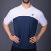 Yoddha Mesh - V neck White and Navy T-shirt