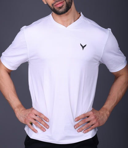 Yoddha Stretch - V neck White T Shirt