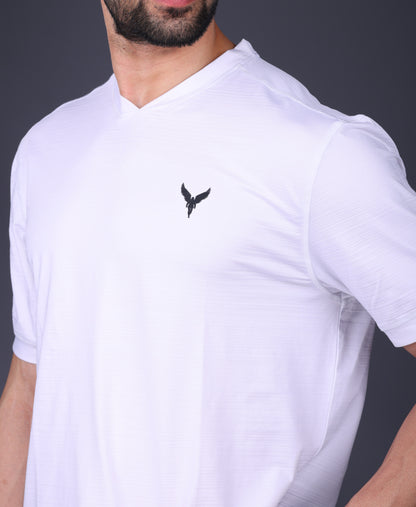 Yoddha Stretch - V neck White T Shirt